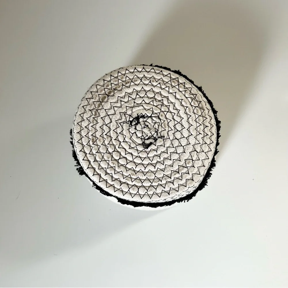 Neutral Boho Style Woven Storage Basket - Picture 4 of 5